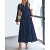 imageBTFBM Fall Dresses for Women 2025 Casual Long Sleeve V Neck Elastic Waist Lightweight Maxi Wedding Guest Dress PocketsNavy
