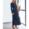 imageBTFBM Fall Dresses for Women 2025 Casual Long Sleeve V Neck Elastic Waist Lightweight Maxi Wedding Guest Dress PocketsNavy