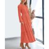 imageBTFBM Fall Dresses for Women 2025 Casual Long Sleeve V Neck Elastic Waist Lightweight Maxi Wedding Guest Dress PocketsOrange