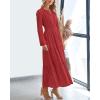 imageBTFBM Fall Dresses for Women 2025 Casual Long Sleeve V Neck Elastic Waist Lightweight Maxi Wedding Guest Dress PocketsRed