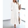 imageBTFBM Fall Dresses for Women 2025 Casual Long Sleeve V Neck Elastic Waist Lightweight Maxi Wedding Guest Dress PocketsWhite