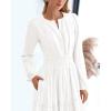 imageBTFBM Fall Dresses for Women 2025 Casual Long Sleeve V Neck Elastic Waist Lightweight Maxi Wedding Guest Dress PocketsWhite
