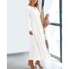 imageBTFBM Fall Dresses for Women 2025 Casual Long Sleeve V Neck Elastic Waist Lightweight Maxi Wedding Guest Dress PocketsWhite