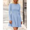 imageBTFBM Fall Dresses for Women 2025 Elegant Classy Flowy A Line Long Sleeve Business Homecoming Cocktail Sweater DressLight Blue