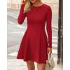 imageBTFBM Fall Dresses for Women 2025 Elegant Classy Flowy A Line Long Sleeve Business Homecoming Cocktail Sweater DressRed