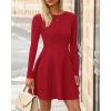 imageBTFBM Fall Dresses for Women 2025 Elegant Classy Flowy A Line Long Sleeve Business Homecoming Cocktail Sweater DressRed