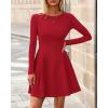 imageBTFBM Fall Dresses for Women 2025 Elegant Classy Flowy A Line Long Sleeve Business Homecoming Cocktail Sweater DressRed