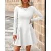 imageBTFBM Fall Dresses for Women 2025 Elegant Classy Flowy A Line Long Sleeve Business Homecoming Cocktail Sweater DressWhite