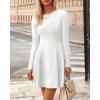 imageBTFBM Fall Dresses for Women 2025 Elegant Classy Flowy A Line Long Sleeve Business Homecoming Cocktail Sweater DressWhite