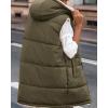 imageBTFBM Fall Long Puffer Vest Women Sleeveless Hooded Reversible Fleece Sherpa Jacket Zip Up Winter Coat Outerwear VestsArmy Green