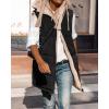 imageBTFBM Fall Long Puffer Vest Women Sleeveless Hooded Reversible Fleece Sherpa Jacket Zip Up Winter Coat Outerwear VestsBlack