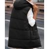 imageBTFBM Fall Long Puffer Vest Women Sleeveless Hooded Reversible Fleece Sherpa Jacket Zip Up Winter Coat Outerwear VestsBlack