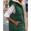 imageBTFBM Fall Long Puffer Vest Women Sleeveless Hooded Reversible Fleece Sherpa Jacket Zip Up Winter Coat Outerwear VestsDark Green