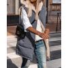 imageBTFBM Fall Long Puffer Vest Women Sleeveless Hooded Reversible Fleece Sherpa Jacket Zip Up Winter Coat Outerwear VestsGrey Blue