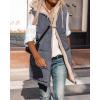 imageBTFBM Fall Long Puffer Vest Women Sleeveless Hooded Reversible Fleece Sherpa Jacket Zip Up Winter Coat Outerwear VestsGrey Blue
