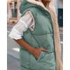 imageBTFBM Fall Long Puffer Vest Women Sleeveless Hooded Reversible Fleece Sherpa Jacket Zip Up Winter Coat Outerwear VestsGrey Green
