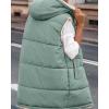 imageBTFBM Fall Long Puffer Vest Women Sleeveless Hooded Reversible Fleece Sherpa Jacket Zip Up Winter Coat Outerwear VestsGrey Green