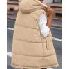 imageBTFBM Fall Long Puffer Vest Women Sleeveless Hooded Reversible Fleece Sherpa Jacket Zip Up Winter Coat Outerwear VestsLight Camel