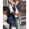 imageBTFBM Fall Long Puffer Vest Women Sleeveless Hooded Reversible Fleece Sherpa Jacket Zip Up Winter Coat Outerwear VestsNavy