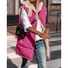 imageBTFBM Fall Long Puffer Vest Women Sleeveless Hooded Reversible Fleece Sherpa Jacket Zip Up Winter Coat Outerwear VestsRose Red