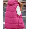 imageBTFBM Fall Long Puffer Vest Women Sleeveless Hooded Reversible Fleece Sherpa Jacket Zip Up Winter Coat Outerwear VestsRose Red