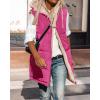 imageBTFBM Fall Long Puffer Vest Women Sleeveless Hooded Reversible Fleece Sherpa Jacket Zip Up Winter Coat Outerwear VestsRose Red