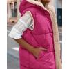 imageBTFBM Fall Long Puffer Vest Women Sleeveless Hooded Reversible Fleece Sherpa Jacket Zip Up Winter Coat Outerwear VestsRose Red