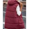 imageBTFBM Fall Long Puffer Vest Women Sleeveless Hooded Reversible Fleece Sherpa Jacket Zip Up Winter Coat Outerwear VestsWine Red