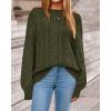 imageBTFBM Fall Sweaters for Women 2025 Cable Knit Sweater Crew Neck Long Lantern Sleeve Loose Chunky Pullover Casual TopsArmy Green