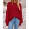 imageBTFBM Fall Sweaters for Women 2025 Cable Knit Sweater Crew Neck Long Lantern Sleeve Loose Chunky Pullover Casual TopsRed