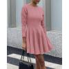 imageBTFBM Long Sleeve Dress for Women Fall 2025 High Waist Flowy Pleated A Line Party Wedding Guest Dresses Business CasualPink