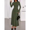 imageBTFBM Long Sleeve Maxi Dresses for Women 2025 Fall Casual Ruched Boat Neck Flowy Elegant Formal Wedding Guest DressArmy Green