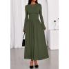 imageBTFBM Long Sleeve Maxi Dresses for Women 2025 Fall Casual Ruched Boat Neck Flowy Elegant Formal Wedding Guest DressArmy Green