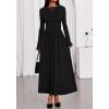 imageBTFBM Long Sleeve Maxi Dresses for Women 2025 Fall Casual Ruched Boat Neck Flowy Elegant Formal Wedding Guest DressBlack