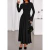 imageBTFBM Long Sleeve Maxi Dresses for Women 2025 Fall Casual Ruched Boat Neck Flowy Elegant Formal Wedding Guest DressBlack