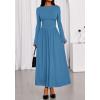 imageBTFBM Long Sleeve Maxi Dresses for Women 2025 Fall Casual Ruched Boat Neck Flowy Elegant Formal Wedding Guest DressBlue