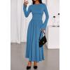 imageBTFBM Long Sleeve Maxi Dresses for Women 2025 Fall Casual Ruched Boat Neck Flowy Elegant Formal Wedding Guest DressBlue