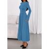 imageBTFBM Long Sleeve Maxi Dresses for Women 2025 Fall Casual Ruched Boat Neck Flowy Elegant Formal Wedding Guest DressBlue