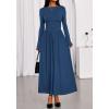 imageBTFBM Long Sleeve Maxi Dresses for Women 2025 Fall Casual Ruched Boat Neck Flowy Elegant Formal Wedding Guest DressDark Blue