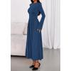 imageBTFBM Long Sleeve Maxi Dresses for Women 2025 Fall Casual Ruched Boat Neck Flowy Elegant Formal Wedding Guest DressDark Blue