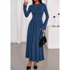 imageBTFBM Long Sleeve Maxi Dresses for Women 2025 Fall Casual Ruched Boat Neck Flowy Elegant Formal Wedding Guest DressDark Blue