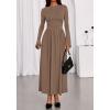 imageBTFBM Long Sleeve Maxi Dresses for Women 2025 Fall Casual Ruched Boat Neck Flowy Elegant Formal Wedding Guest DressKhaki