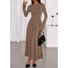 imageBTFBM Long Sleeve Maxi Dresses for Women 2025 Fall Casual Ruched Boat Neck Flowy Elegant Formal Wedding Guest DressKhaki