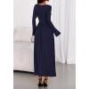 imageBTFBM Long Sleeve Maxi Dresses for Women 2025 Fall Casual Ruched Boat Neck Flowy Elegant Formal Wedding Guest DressNavy Blue