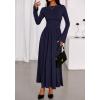 imageBTFBM Long Sleeve Maxi Dresses for Women 2025 Fall Casual Ruched Boat Neck Flowy Elegant Formal Wedding Guest DressNavy Blue