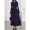 imageBTFBM Long Sleeve Maxi Dresses for Women 2025 Fall Casual Ruched Boat Neck Flowy Elegant Formal Wedding Guest DressNavy Blue