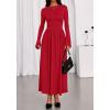 imageBTFBM Long Sleeve Maxi Dresses for Women 2025 Fall Casual Ruched Boat Neck Flowy Elegant Formal Wedding Guest DressRed