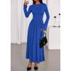 imageBTFBM Long Sleeve Maxi Dresses for Women 2025 Fall Casual Ruched Boat Neck Flowy Elegant Formal Wedding Guest DressRoyal Blue