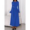 imageBTFBM Long Sleeve Maxi Dresses for Women 2025 Fall Casual Ruched Boat Neck Flowy Elegant Formal Wedding Guest DressRoyal Blue