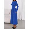 imageBTFBM Long Sleeve Maxi Dresses for Women 2025 Fall Casual Ruched Boat Neck Flowy Elegant Formal Wedding Guest DressRoyal Blue